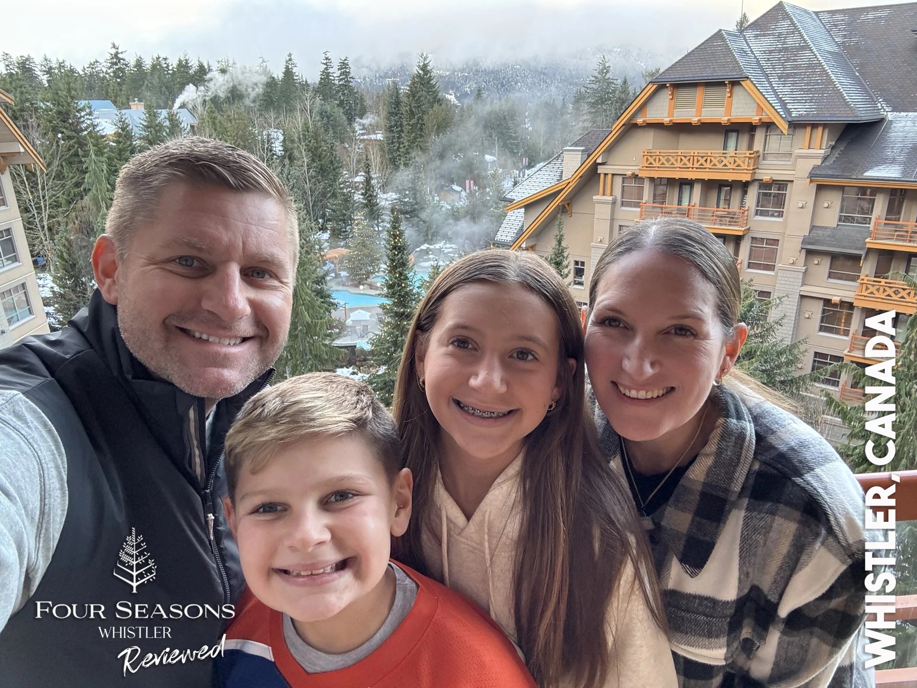 Blake and his family visiting a mountain resort