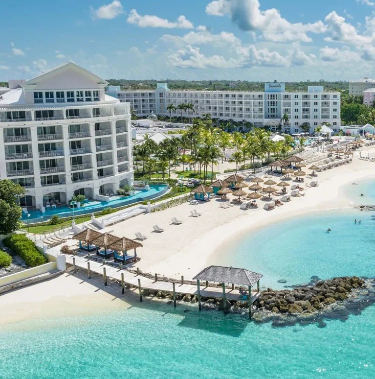 Beachfront resort with bright turquoise water